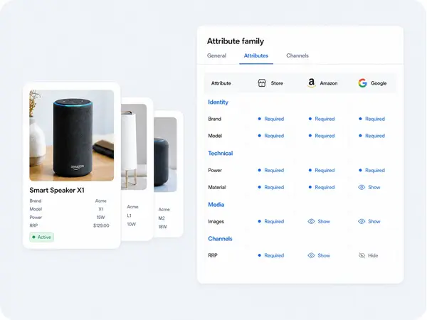 Set product data standards